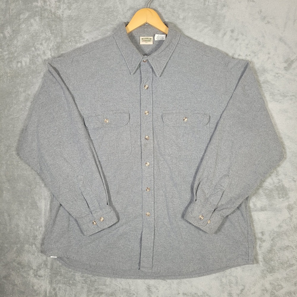 Five Brother Flannel Shirt Mens 2XL Solid Gray Button Up